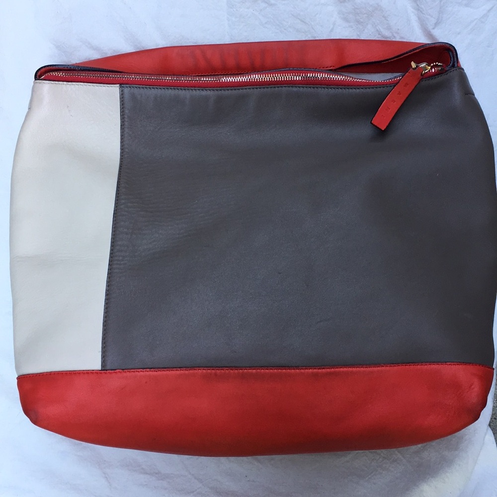 MARNI Pod Colourblock Leather Hobo Bag Tri Colored - Picture 3 of 16